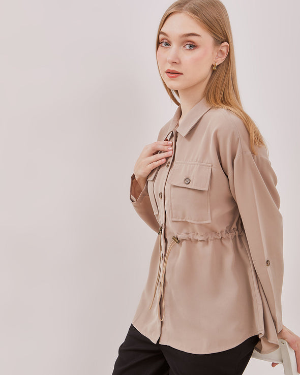 Women's Cream Drawstring Jacket