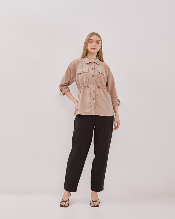 Women's Cream Drawstring Jacket