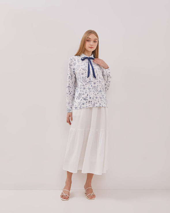 Women's Off-White Bowtie Long Sleeve Shirt