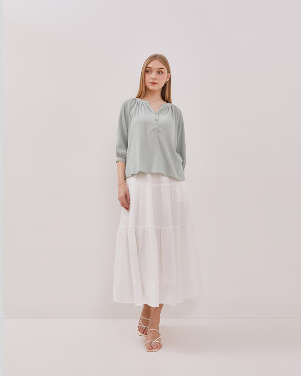 Women's Sage Green Baloon Sleeve Shirt