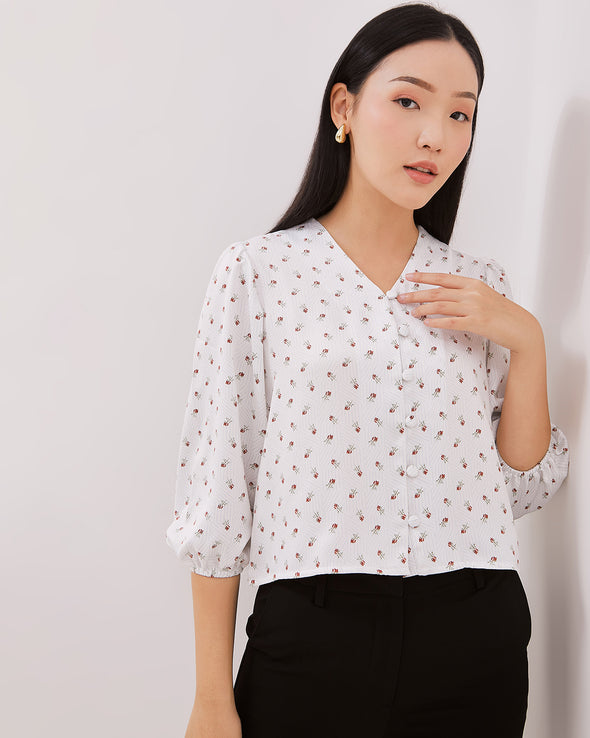 Women's White Long Sleeved Blouse