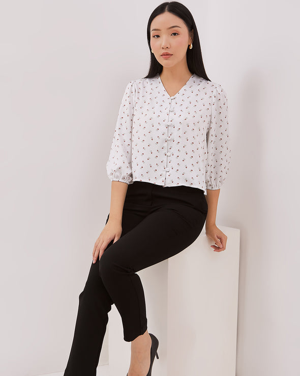 Women's White Long Sleeved Blouse