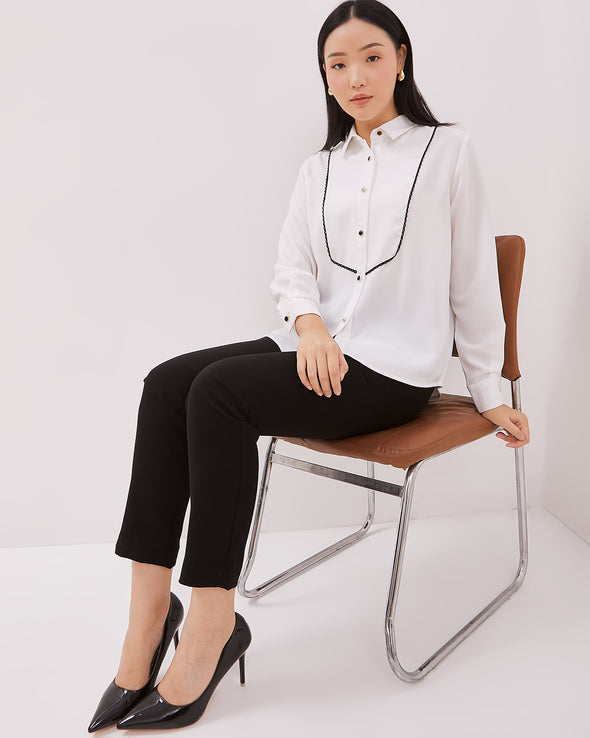 Women's White Long-Sleeved Shirt