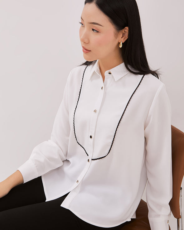 Women's White Long-Sleeved Shirt
