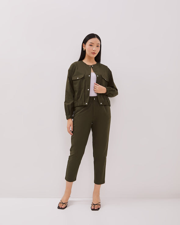 Women's Green Crop Jacket