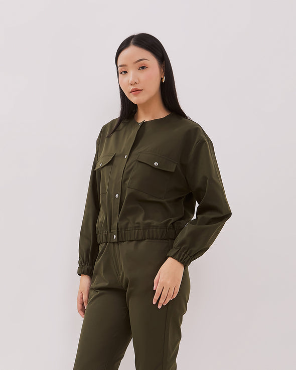 Women's Green Crop Jacket