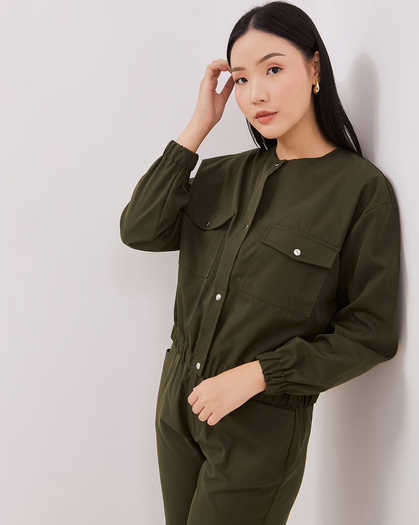 Women's Green Crop Jacket