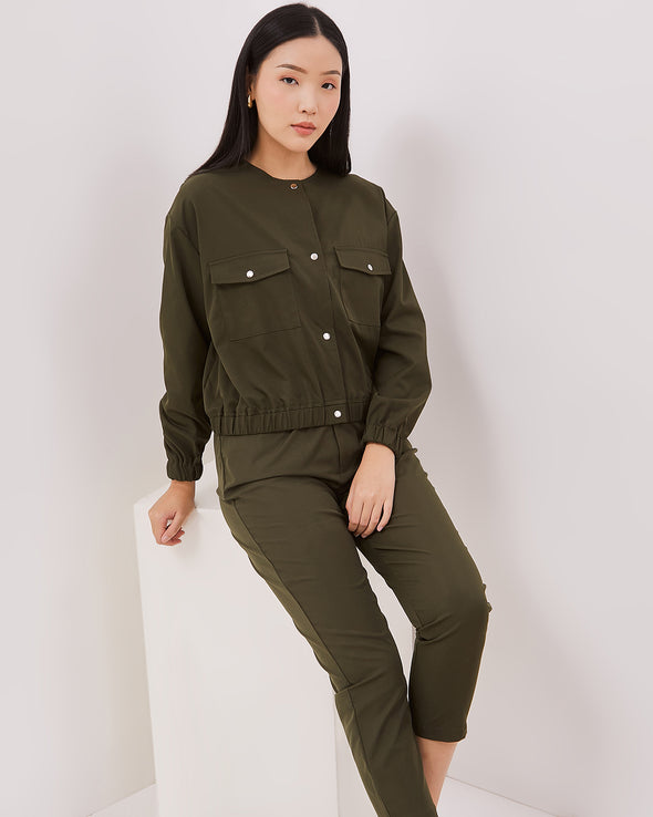 Women's Green Crop Jacket