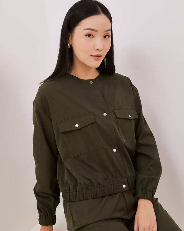 Women's Green Crop Jacket