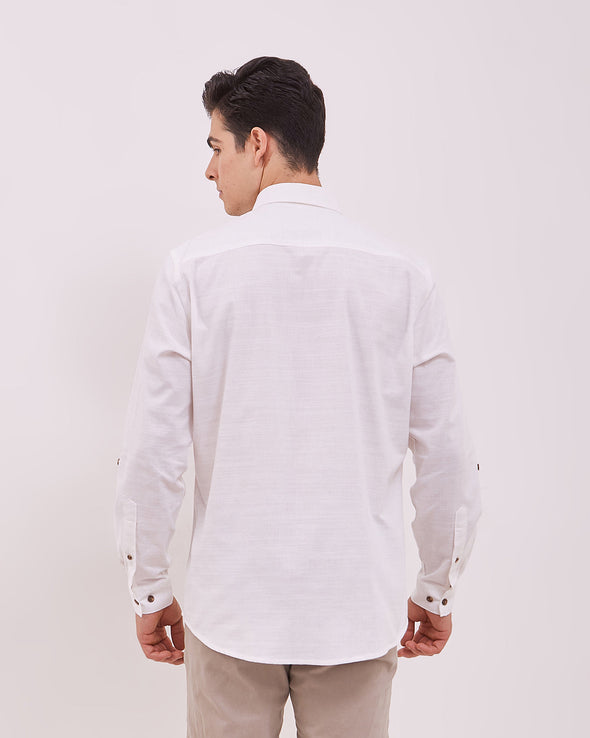Men's Plain White Long Sleeved Shirt