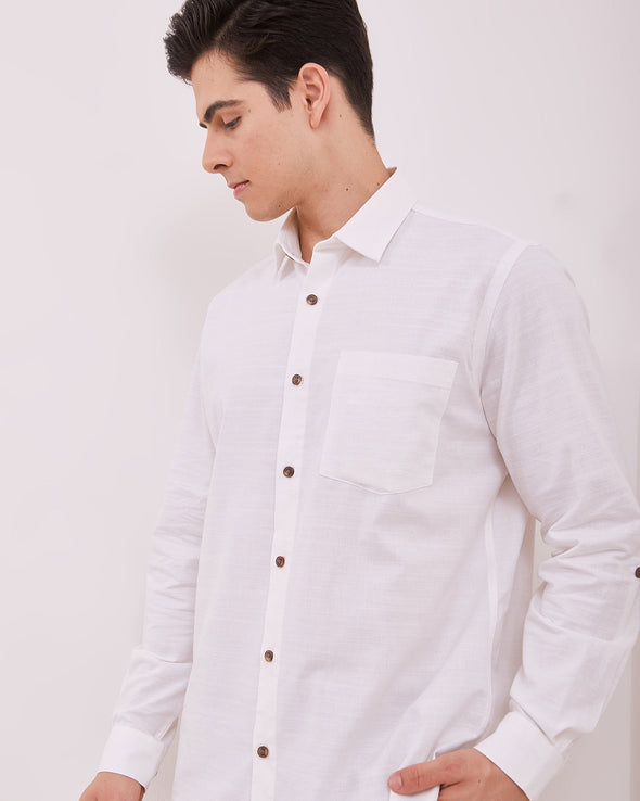 Men's Plain White Long Sleeved Shirt