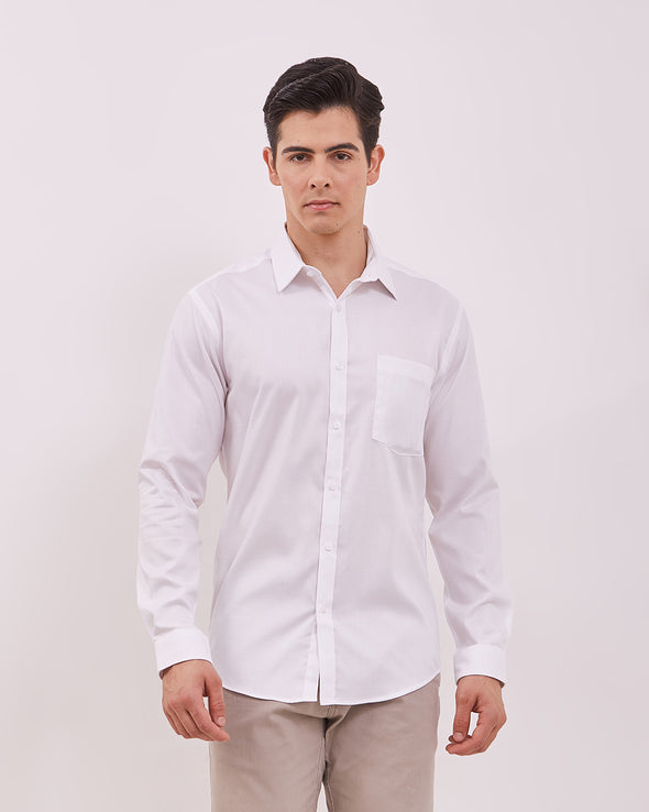 Men's Plain White Long Sleeved Shirt