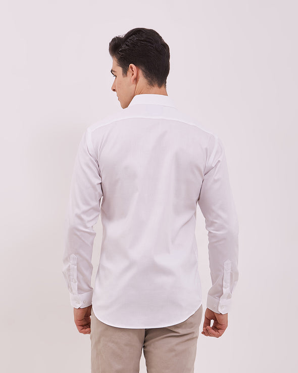 Men's Plain White Long Sleeved Shirt