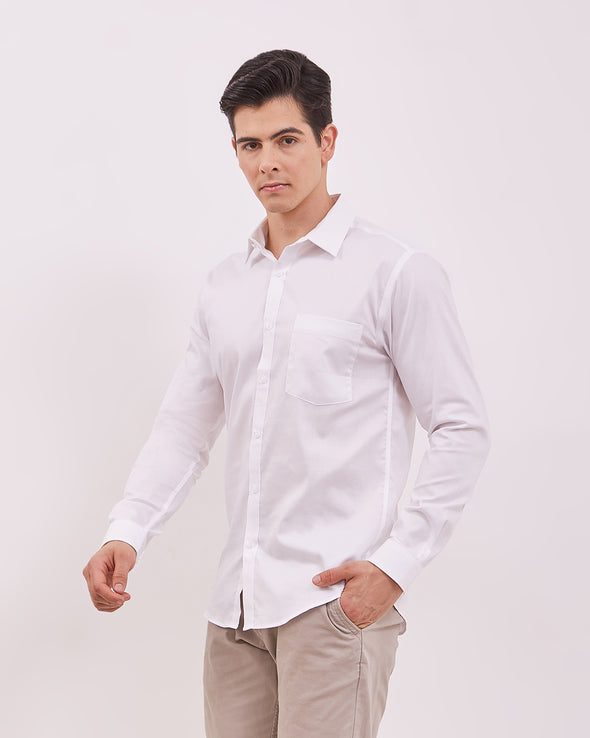 Men's Plain White Long Sleeved Shirt