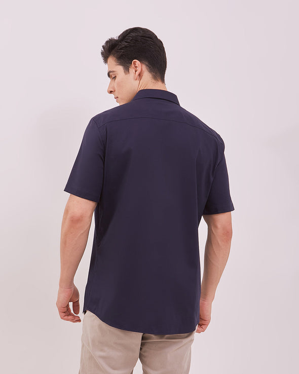 Men's Navy Plain Short Sleeved Shirt