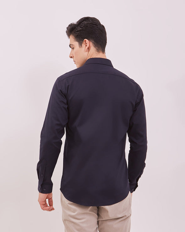 Men's Navy Plain Long Sleeved Shirt
