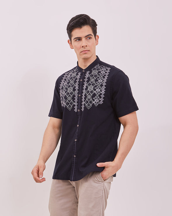 Men's Navy Short Sleeved Cock Shirt