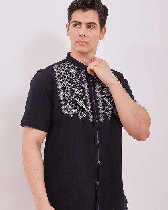 Men's Navy Short Sleeved Cock Shirt
