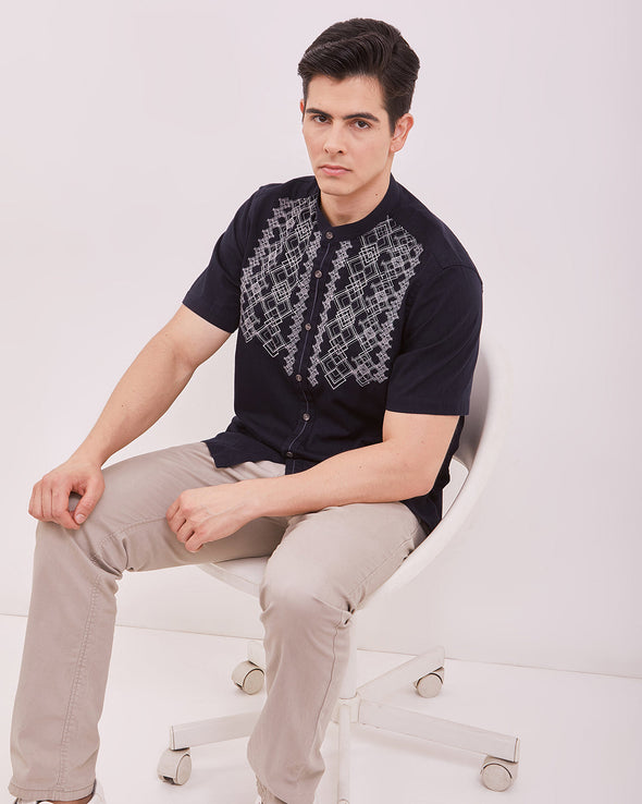 Men's Navy Short Sleeved Cock Shirt