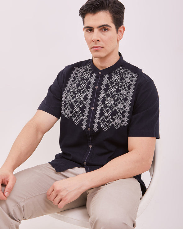 Men's Navy Short Sleeved Cock Shirt