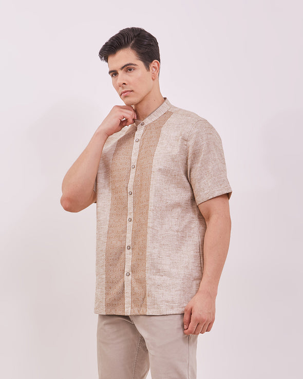 Men's Cream Short Sleeved Cock Shirt