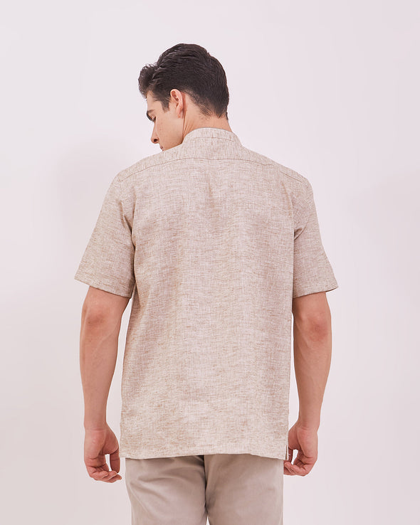 Men's Cream Short Sleeved Cock Shirt