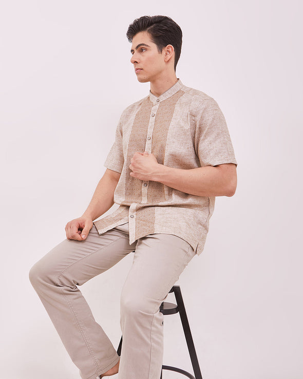Men's Cream Short Sleeved Cock Shirt