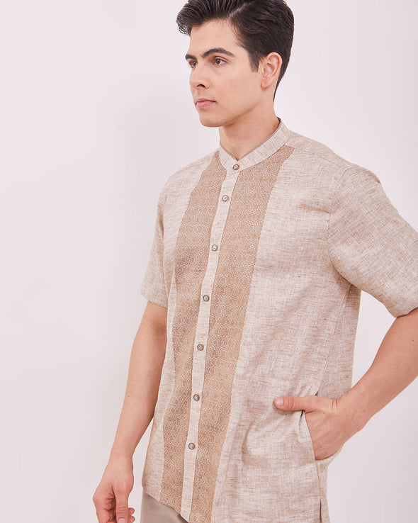 Men's Cream Short Sleeved Cock Shirt