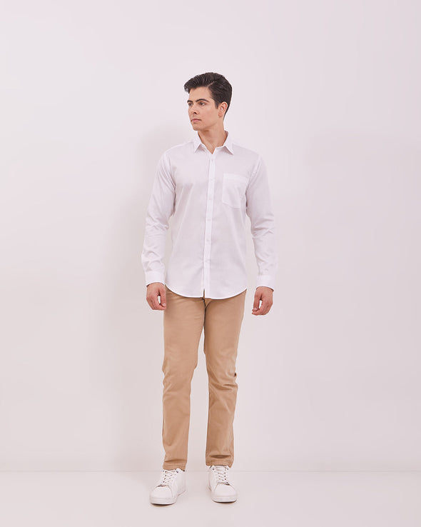 Men's Plain White Long Sleeved Shirt