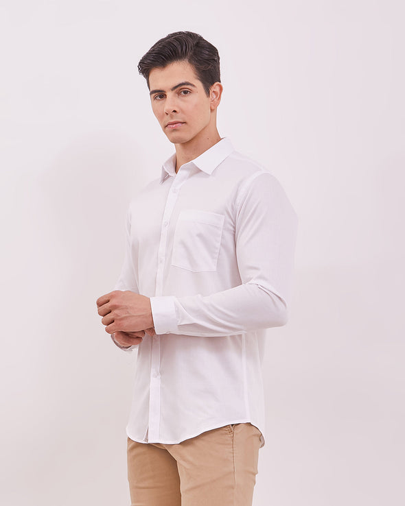 Men's Plain White Long Sleeved Shirt