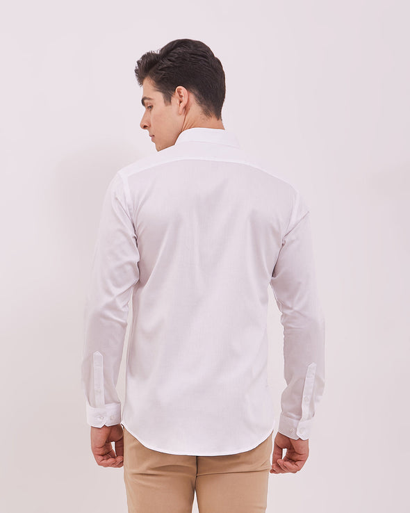 Men's Plain White Long Sleeved Shirt