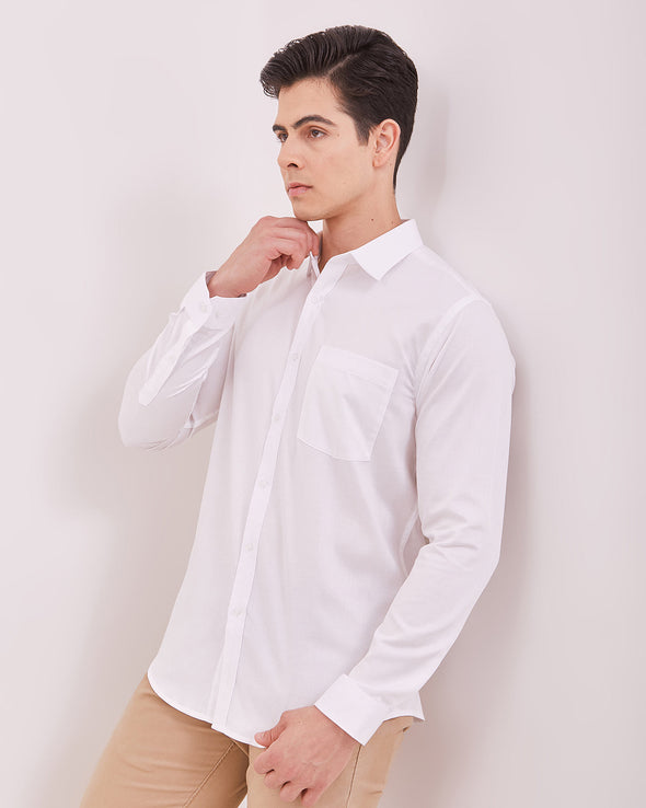 Men's Plain White Long Sleeved Shirt