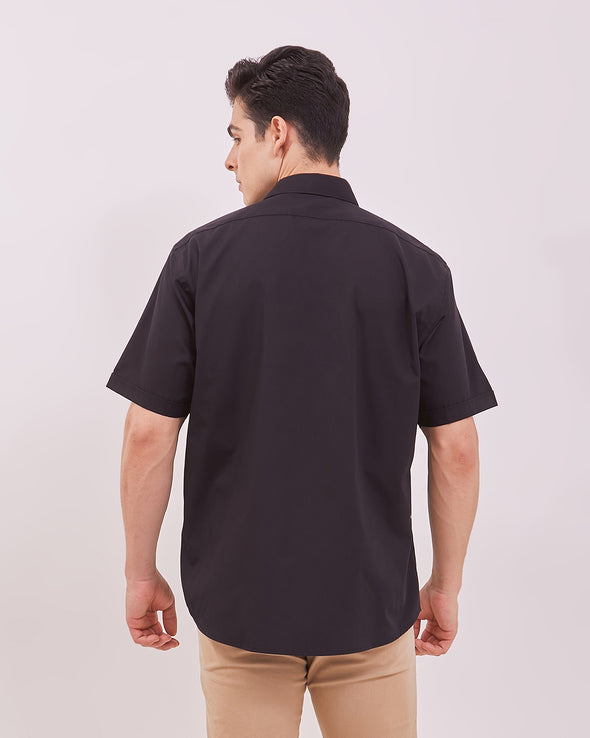 Men's Plain Black Short Sleeved Shirt
