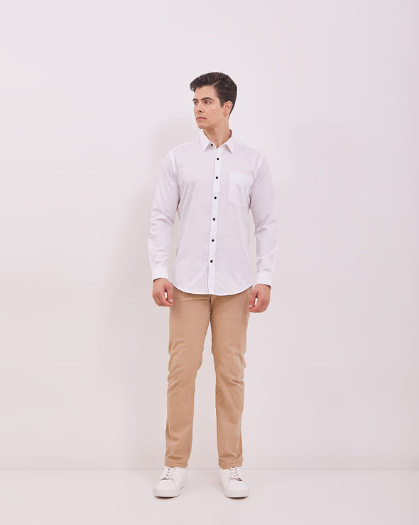 Men's Plain White Long Sleeved Shirt