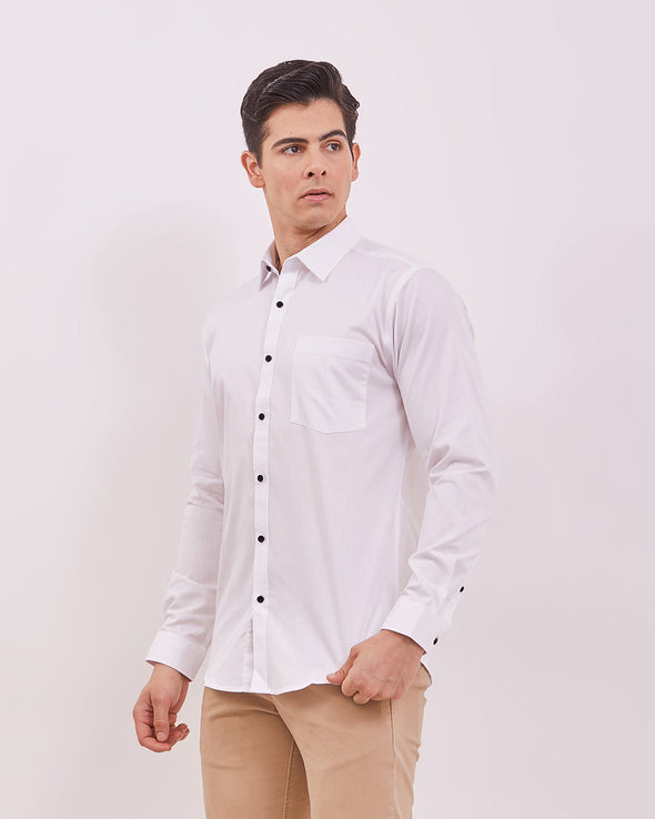 Men's Plain White Long Sleeved Shirt