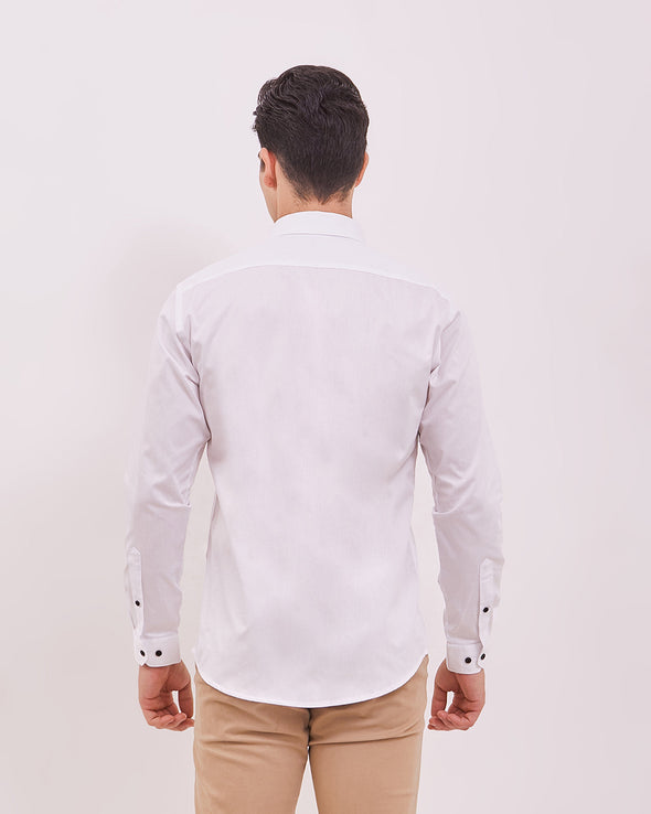 Men's Plain White Long Sleeved Shirt