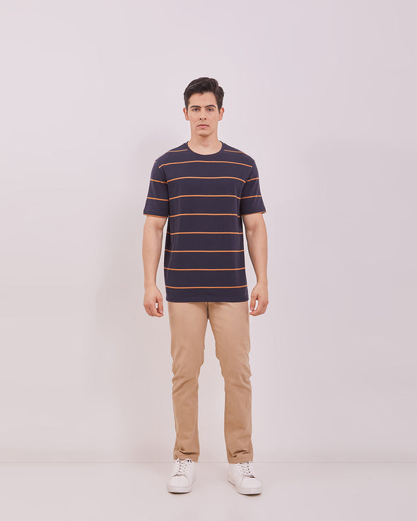 Men's Navy Striped Short Sleeve T-Shirts