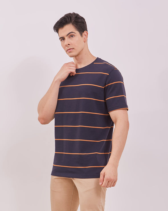 Men's Navy Striped Short Sleeve T-Shirts