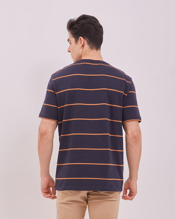 Men's Navy Striped Short Sleeve T-Shirts