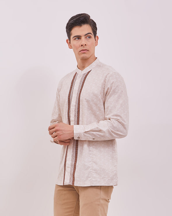 Men's Cream Long Sleeved Cock Shirt