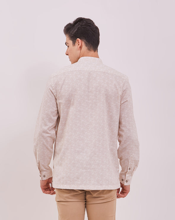 Men's Cream Long Sleeved Cock Shirt