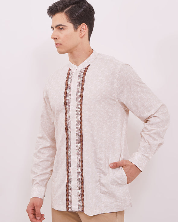 Men's Cream Long Sleeved Cock Shirt
