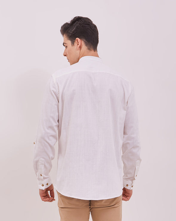 Men's Plain White Long Sleeved Shirt