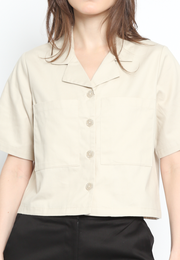 Cream Twill Cotton Women's Outer Shirt
