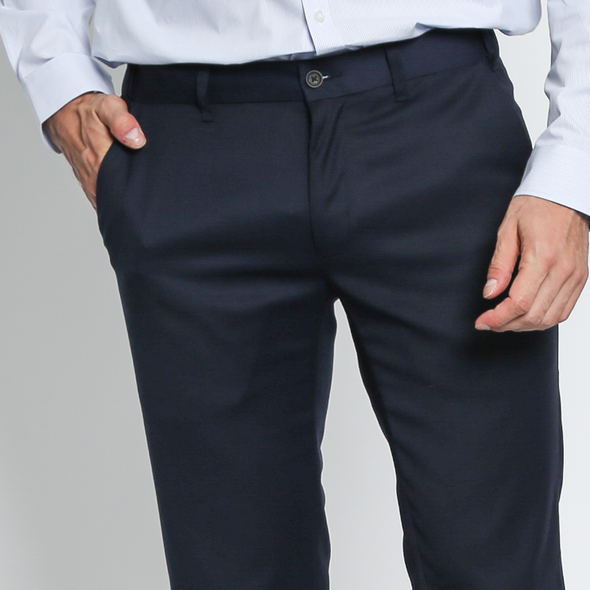 Versatile Navy Slim Fit Pants with Active Waist for Men