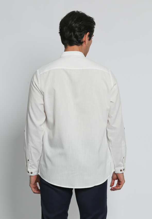 White Long Sleeves Reguler Fit Shirt