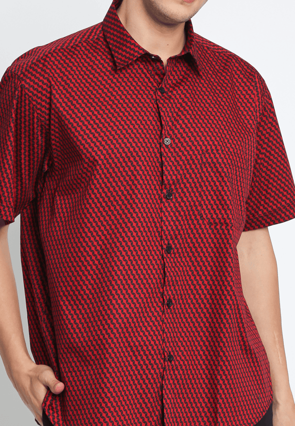 Versatile Maroon Regular Fit Printed Cotton Shirt for Men
