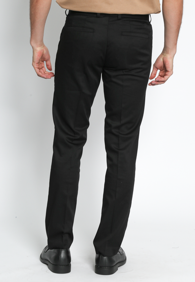 Versatile Black Slim Fit Pants with Active Waist for Men
