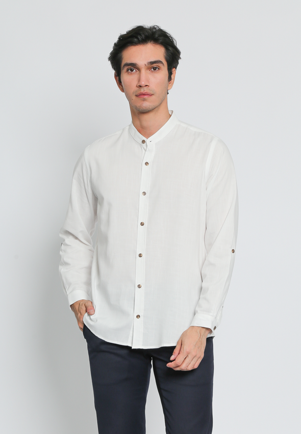 White Long Sleeves Reguler Fit Shirt