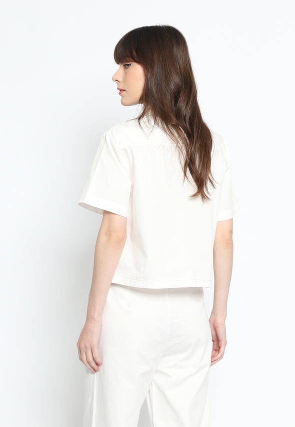 White Linen-Look Women's Shirt